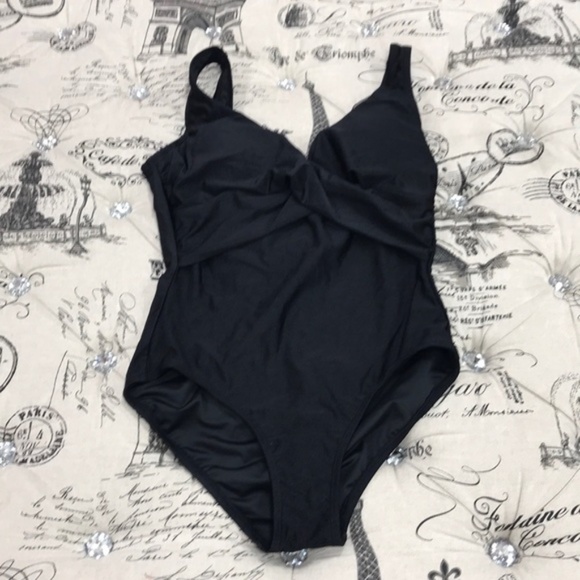 Tahari Surplice Wrap One-Piece Swimsuit - Picture 6 of 7